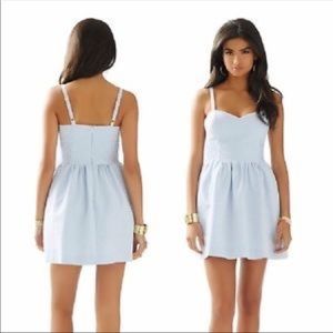 Blue and white seersucker Lilly Pulitzer dress